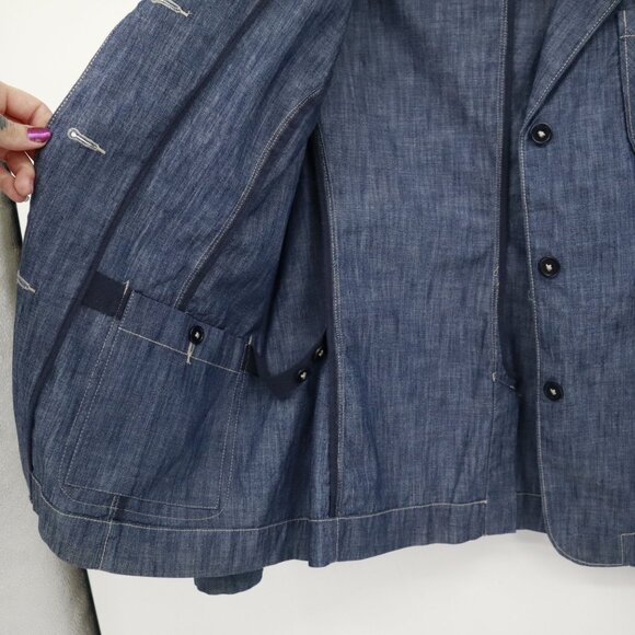 Tea Blazer Womens L Blue Retro Preppy Academia Twee 70's Classic Timeless Casual - Picture 10 of 16